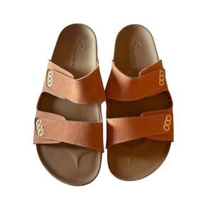 New Sketchers Womens Coral Luxe Fresh Spirit Two Strap Granola Sandal Size 8